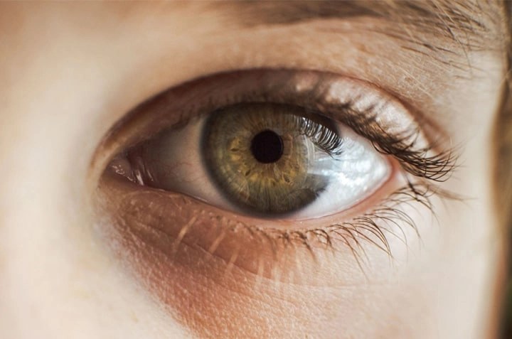 A close view of a patient's eye during an assessment